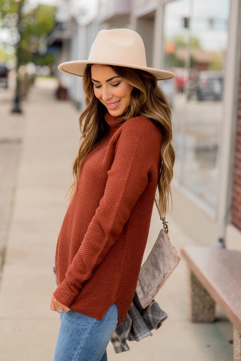 Knitted Cowl Neck Sweater