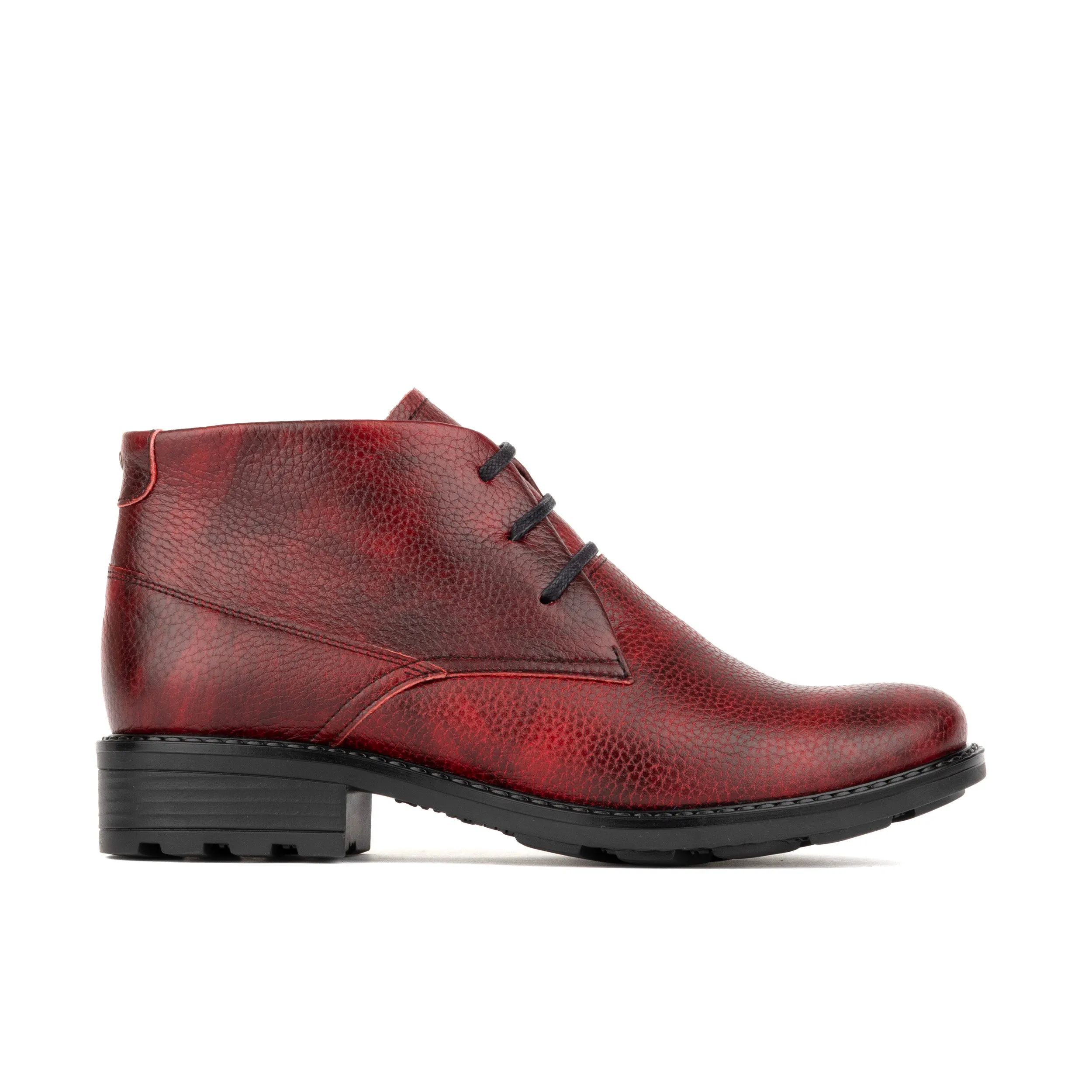 Laviva - Wool Red - Women's wide fitted red leather ankle boot with wool inside