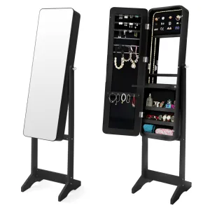 LED Mirror Jewellery Cabinet Organiser with Hooks, La Bella