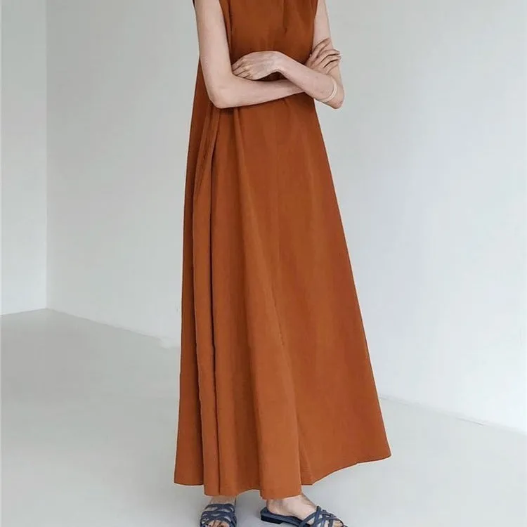 Long Loose Sleeveless  Cotton  Linen Dress