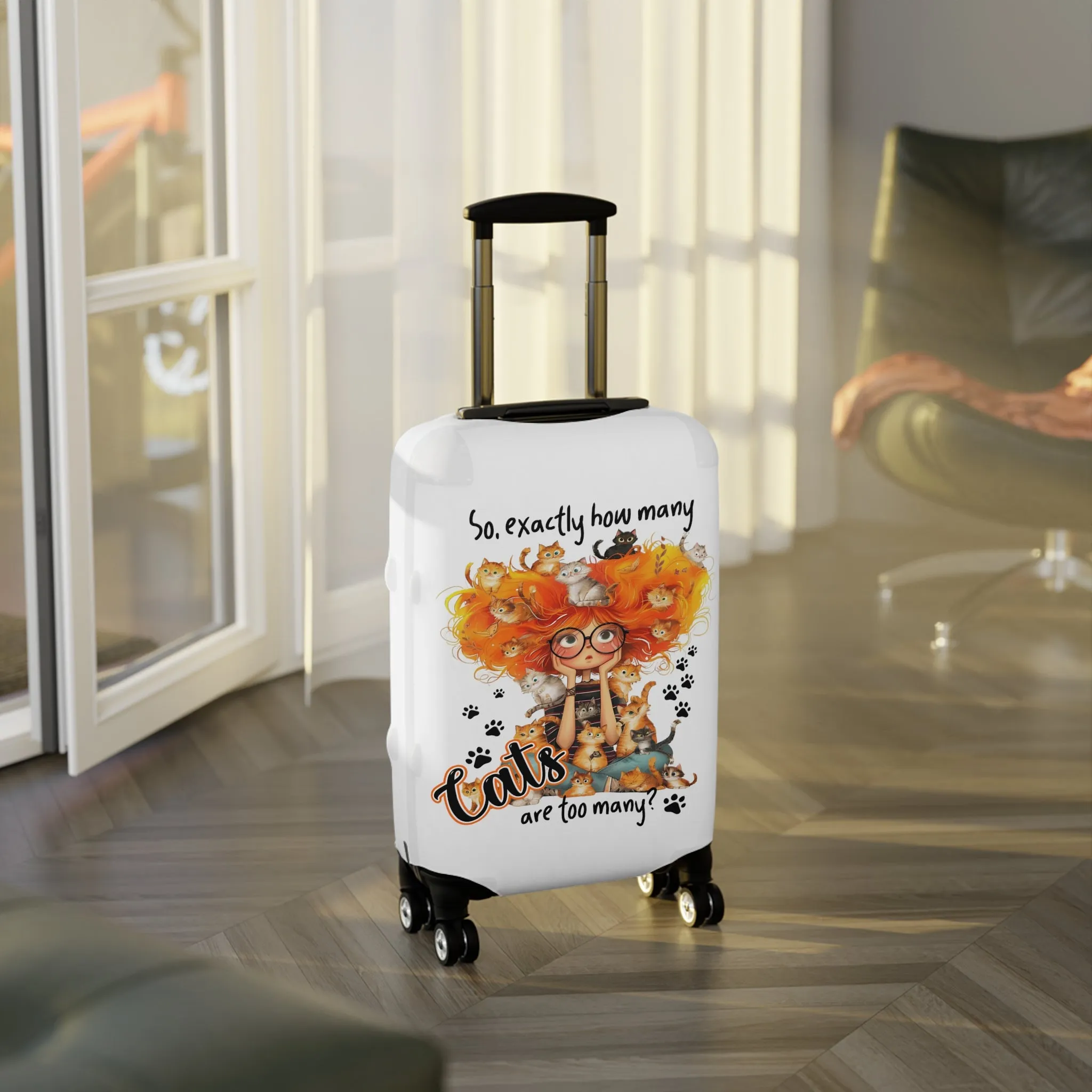 Luggage Cover, Cat, Funny Quote, So how many cats are too many, awd-4016