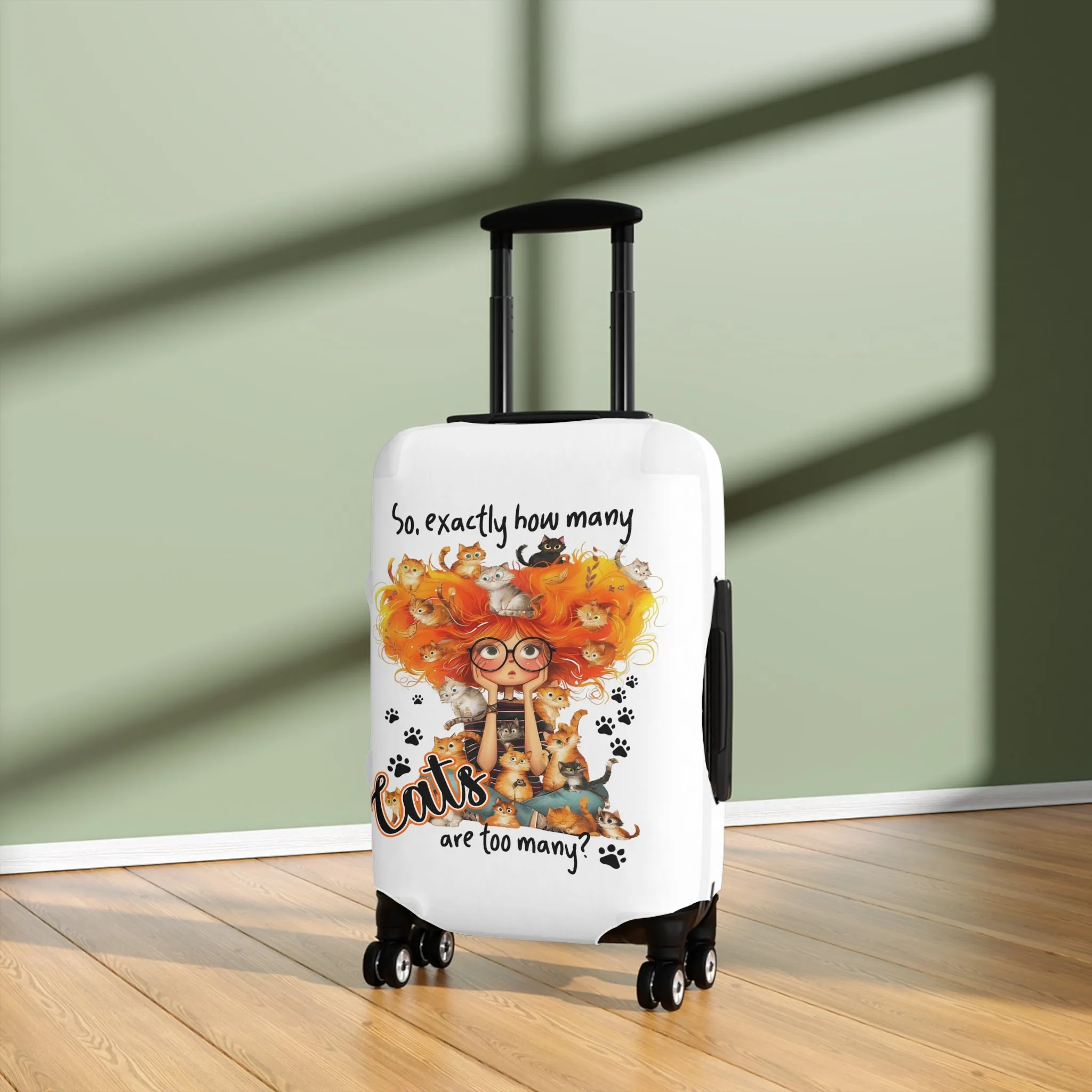 Luggage Cover, Cat, Funny Quote, So how many cats are too many, awd-4016