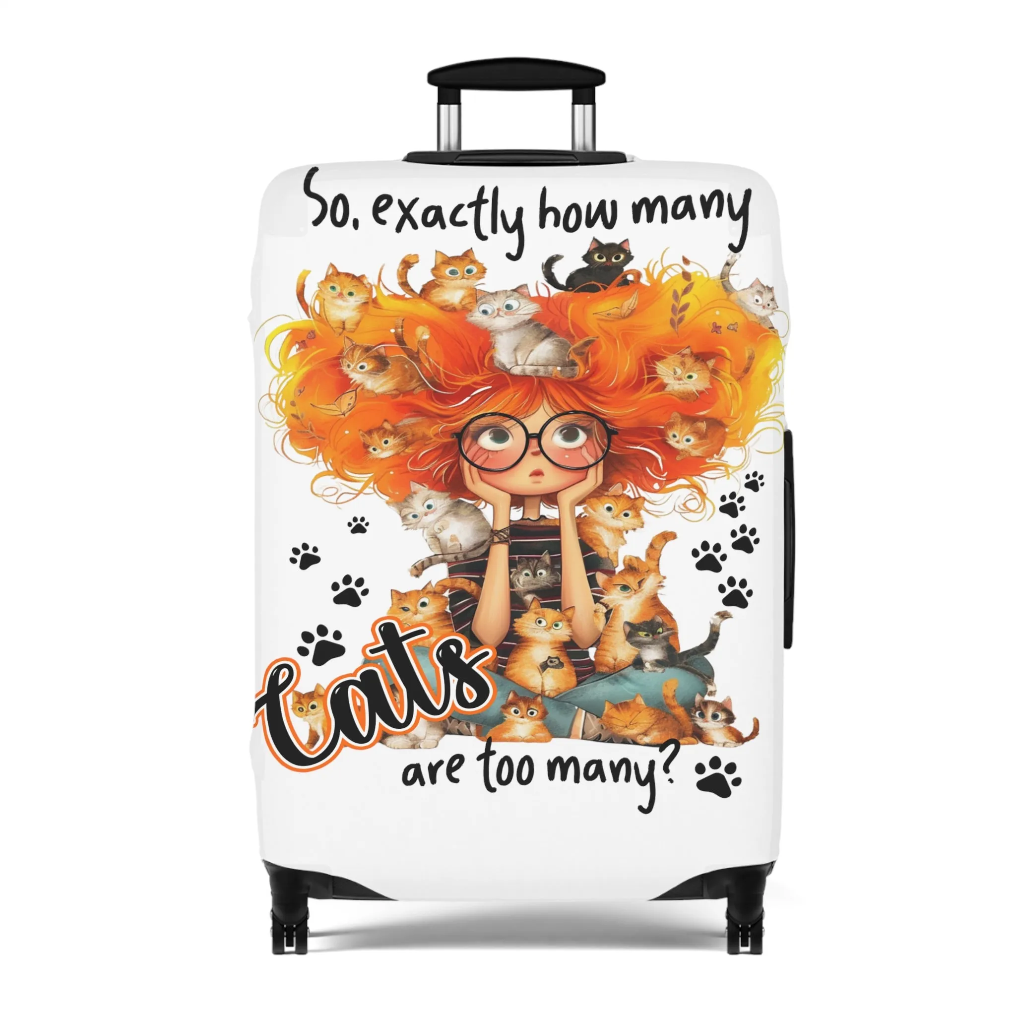 Luggage Cover, Cat, Funny Quote, So how many cats are too many, awd-4016