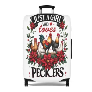 Luggage Cover, Chicken, Just a Girl who Loves Peckers, awd-1071