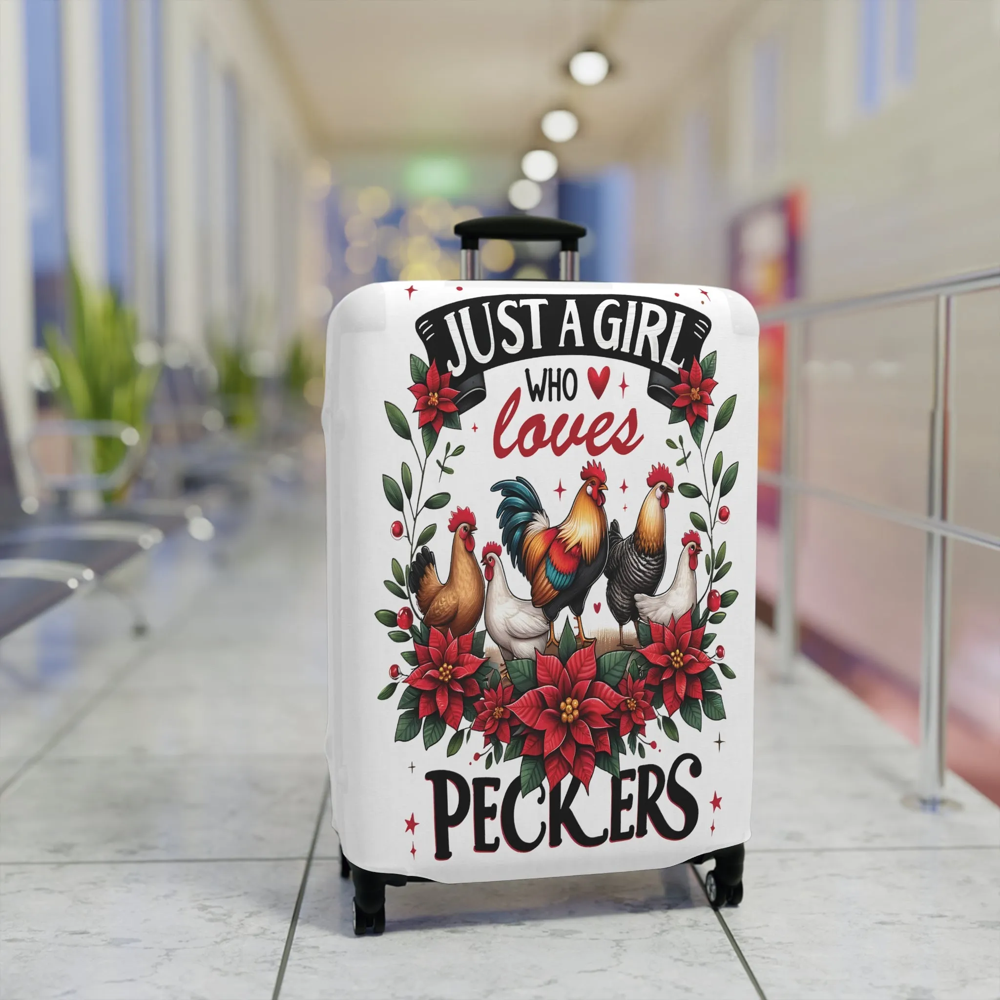 Luggage Cover, Chicken, Just a Girl who Loves Peckers, awd-1071