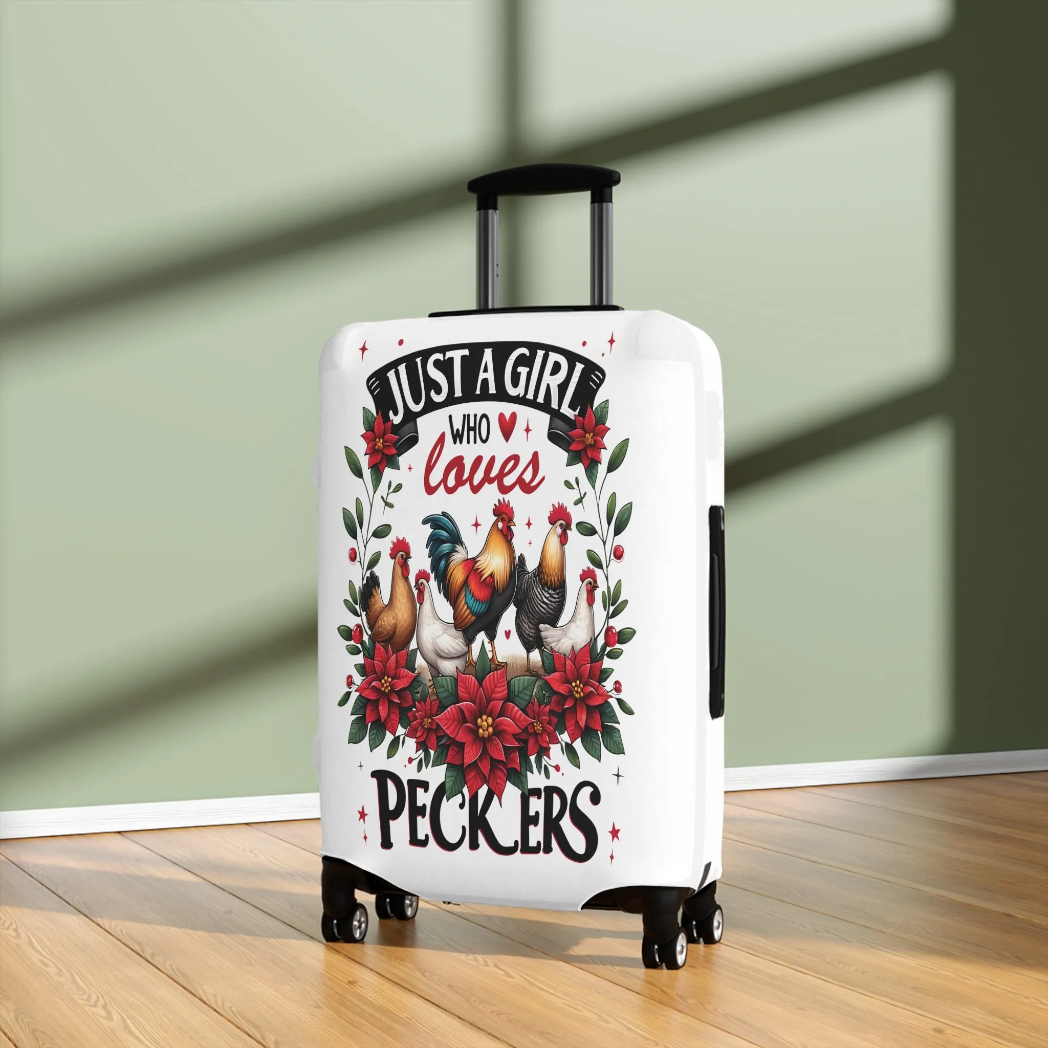 Luggage Cover, Chicken, Just a Girl who Loves Peckers, awd-1071