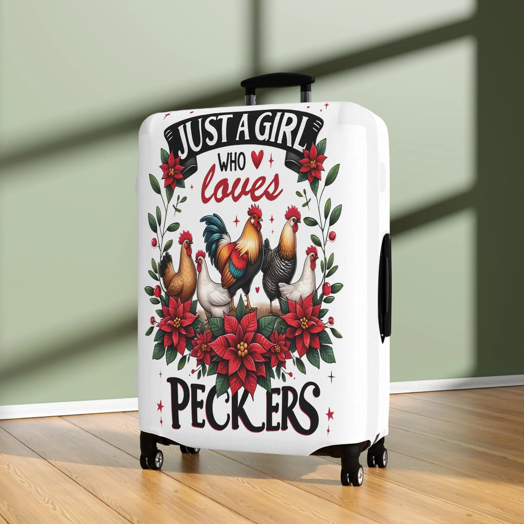 Luggage Cover, Chicken, Just a Girl who Loves Peckers, awd-1071