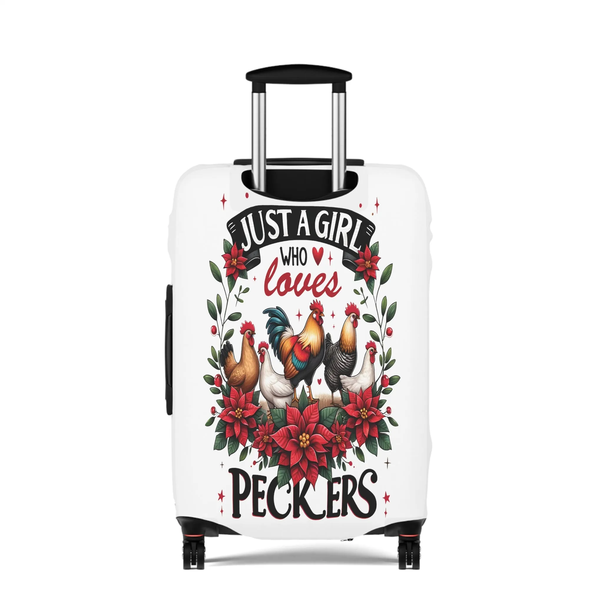 Luggage Cover, Chicken, Just a Girl who Loves Peckers, awd-1071