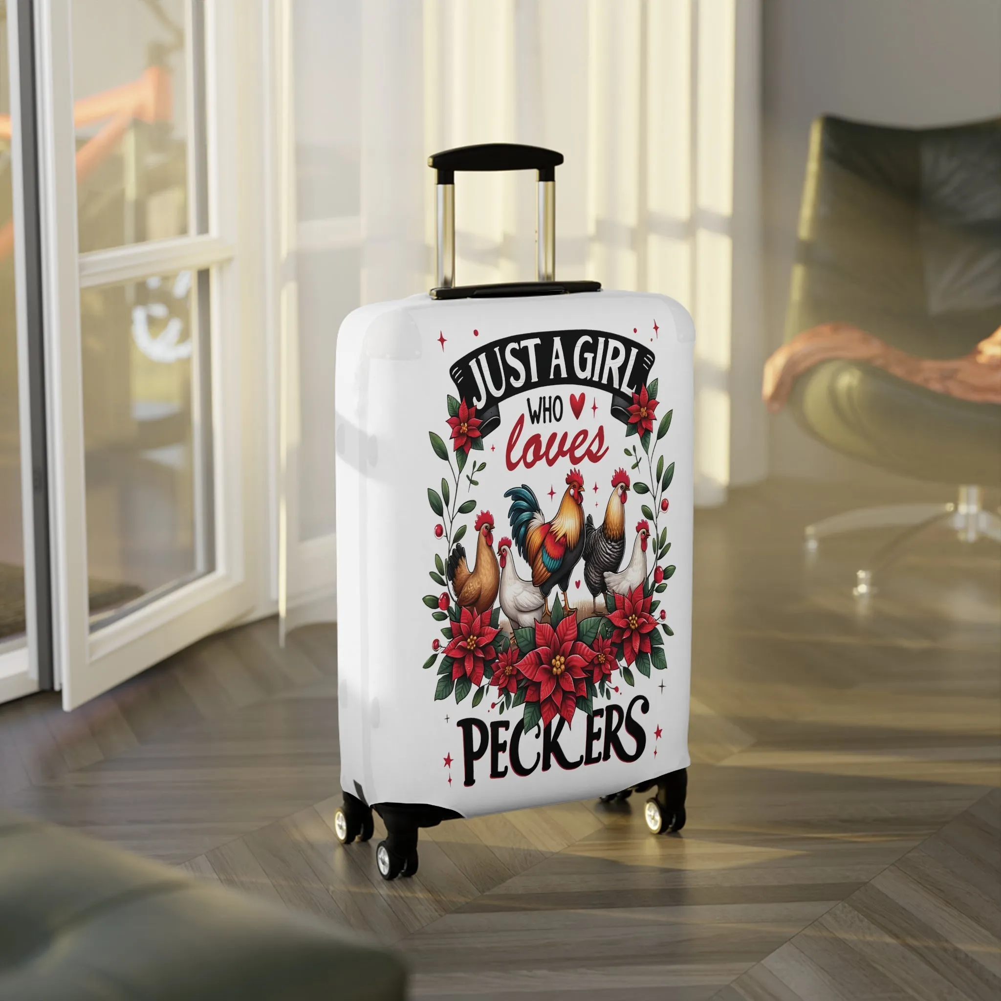 Luggage Cover, Chicken, Just a Girl who Loves Peckers, awd-1071