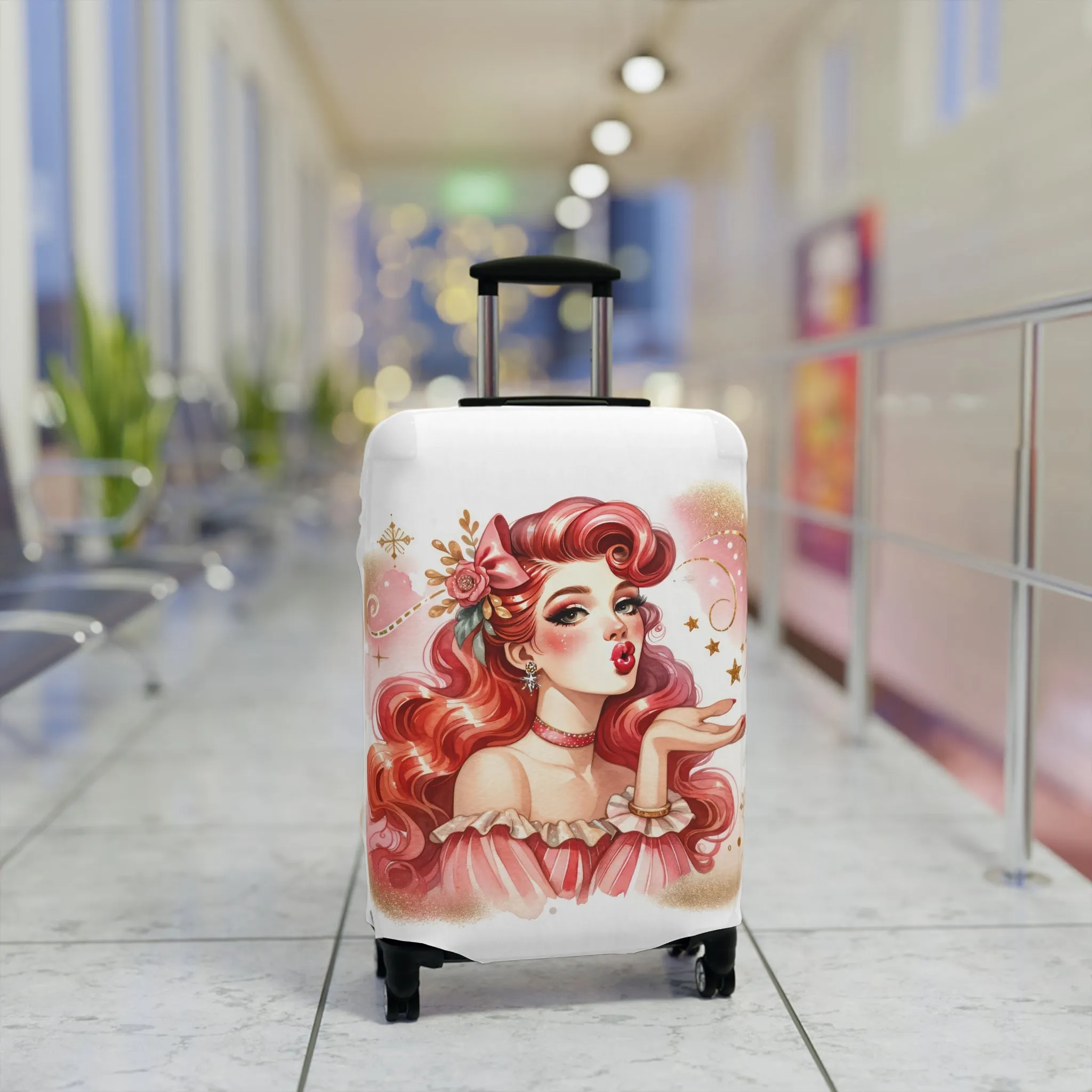 Luggage Cover, Coquette Girl Red Hair, awd-1470