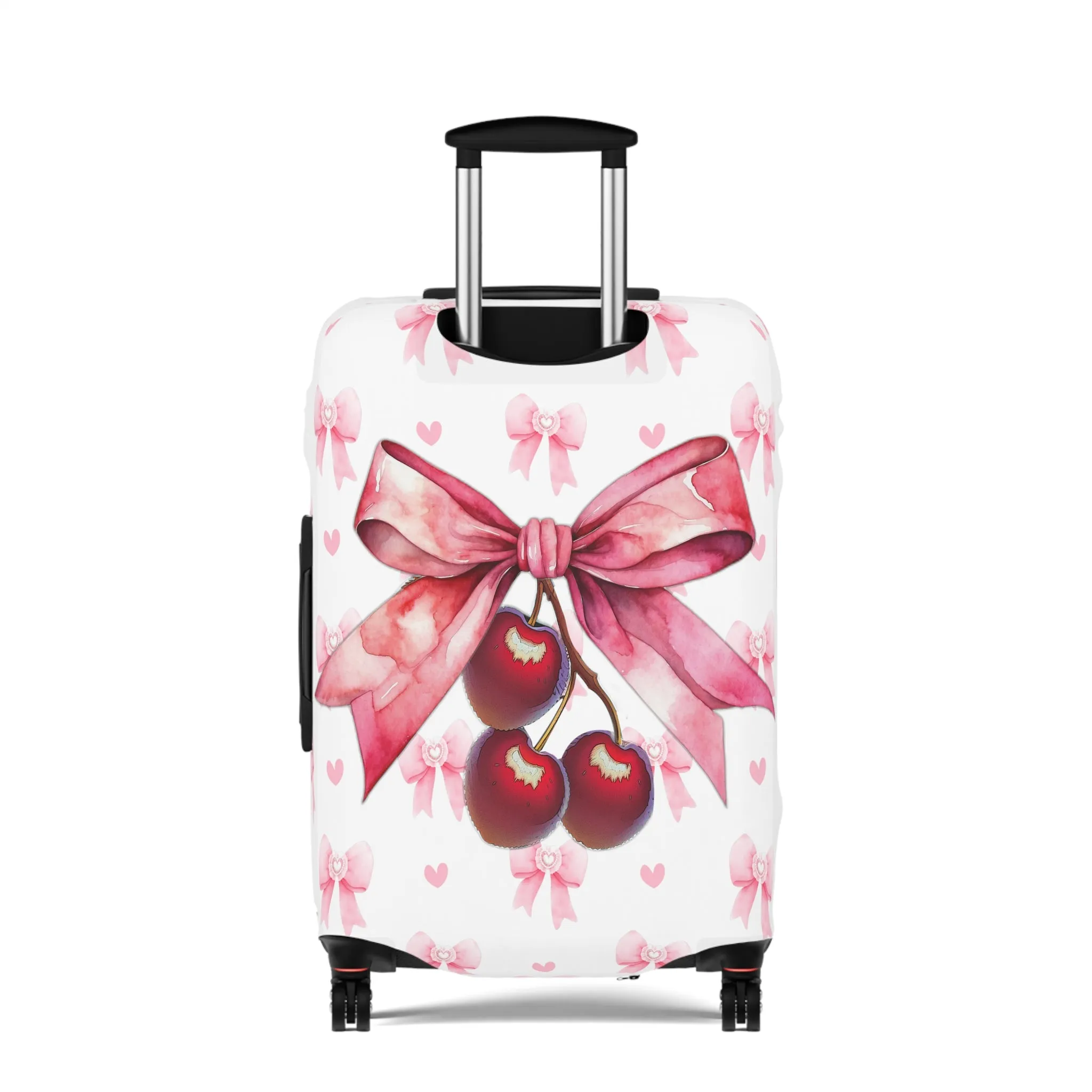 Luggage Cover, Rockabilly, Coquette, Pink Ribbons, Cherries and Ribbon, awd-2505