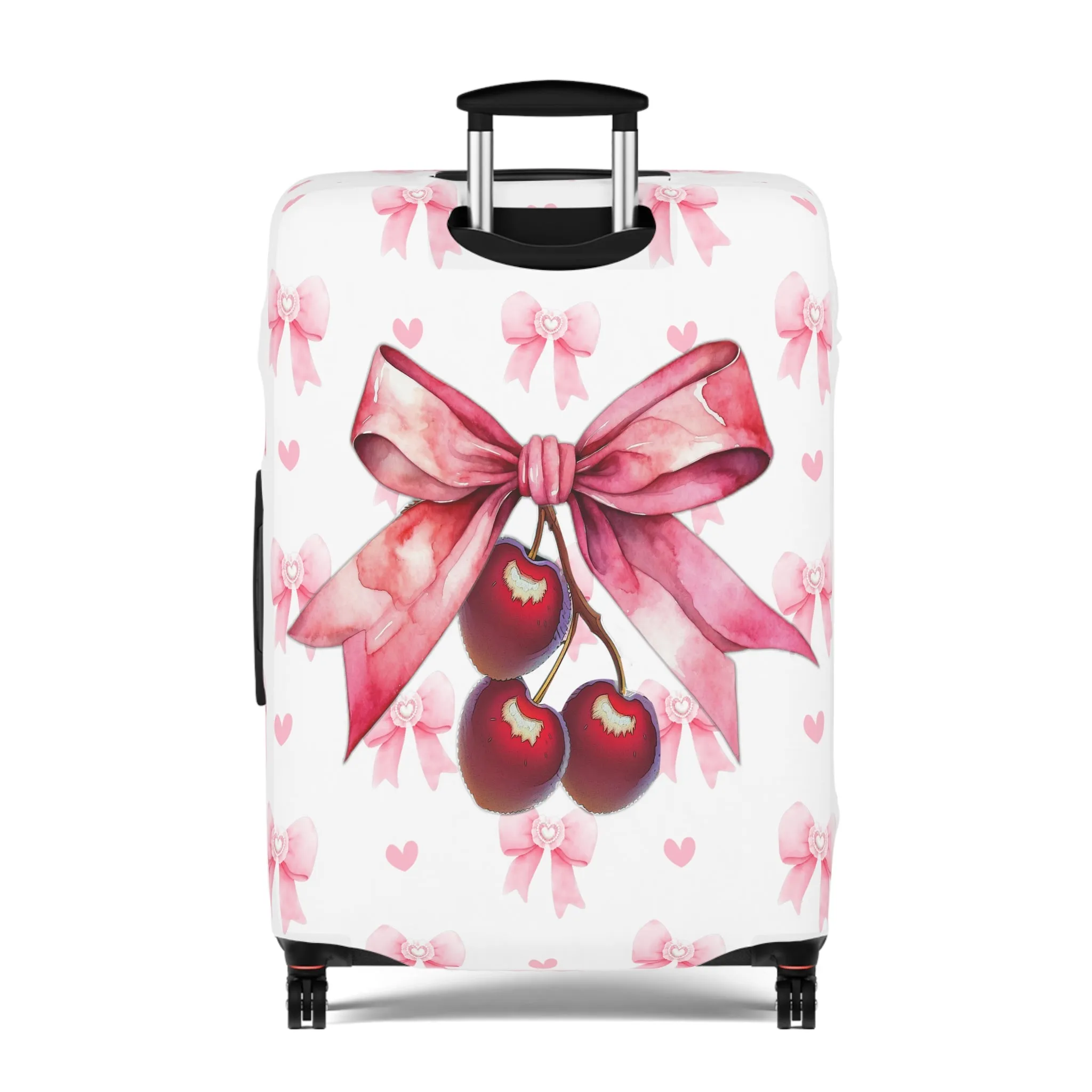 Luggage Cover, Rockabilly, Coquette, Pink Ribbons, Cherries and Ribbon, awd-2505