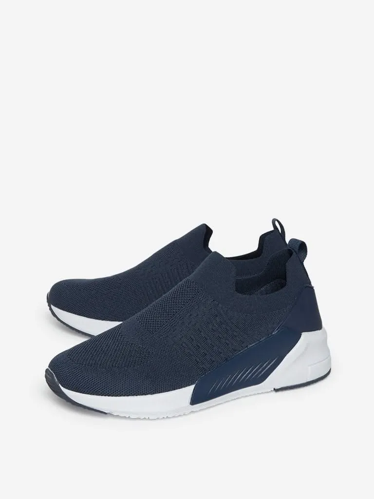 LUNA BLU Navy Slip-On Easy Fit Knit Sneakers