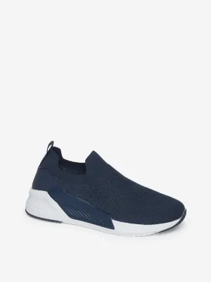 LUNA BLU Navy Slip-On Easy Fit Knit Sneakers