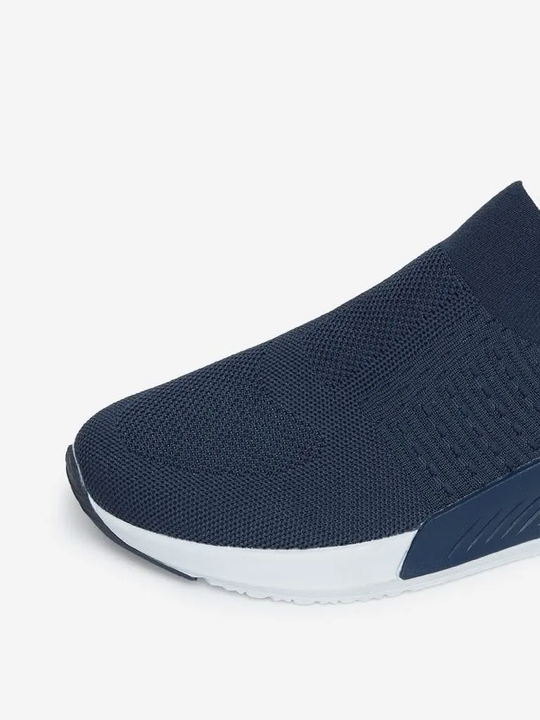 LUNA BLU Navy Slip-On Easy Fit Knit Sneakers