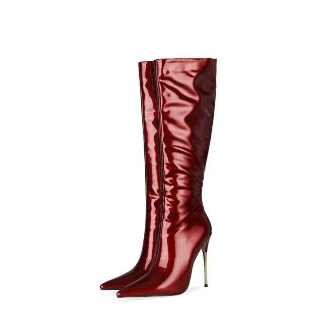 LuxeExo Pointed Toe High Heel Long Boots