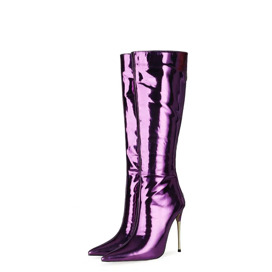 LuxeExo Pointed Toe High Heel Long Boots