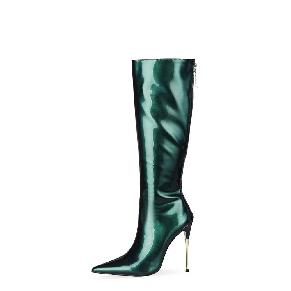 LuxeExo Pointed Toe High Heel Long Boots