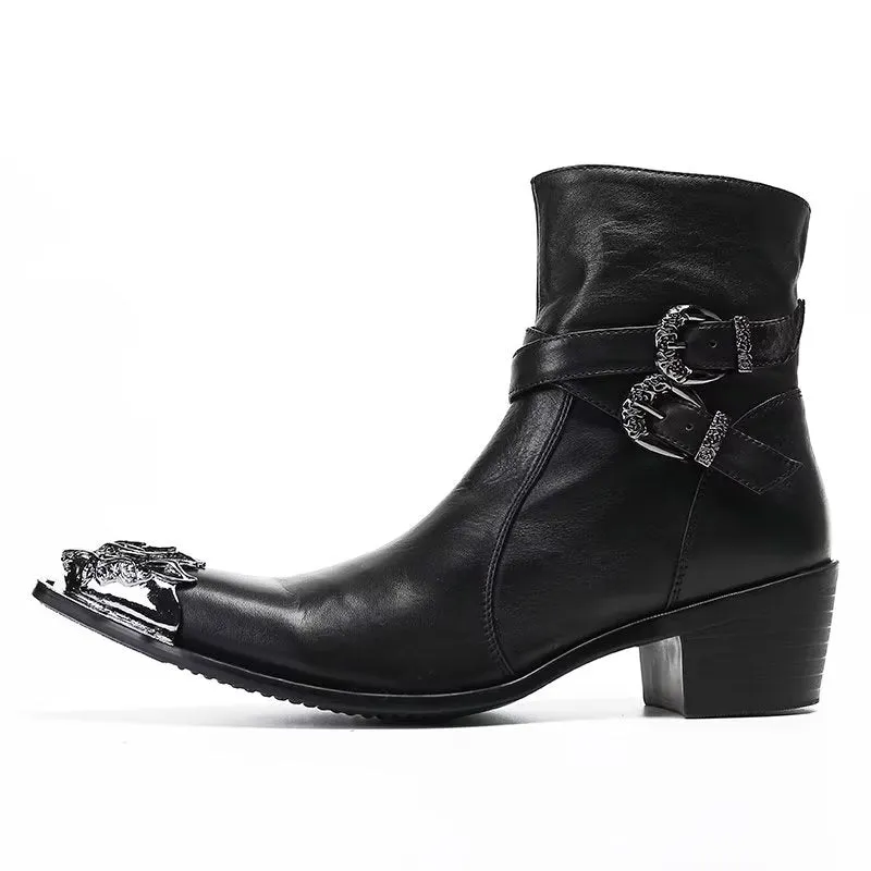 LuxeLeather Elegant Zipper Closure Dress Boots