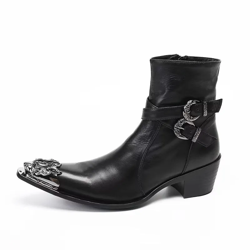 LuxeLeather Elegant Zipper Closure Dress Boots