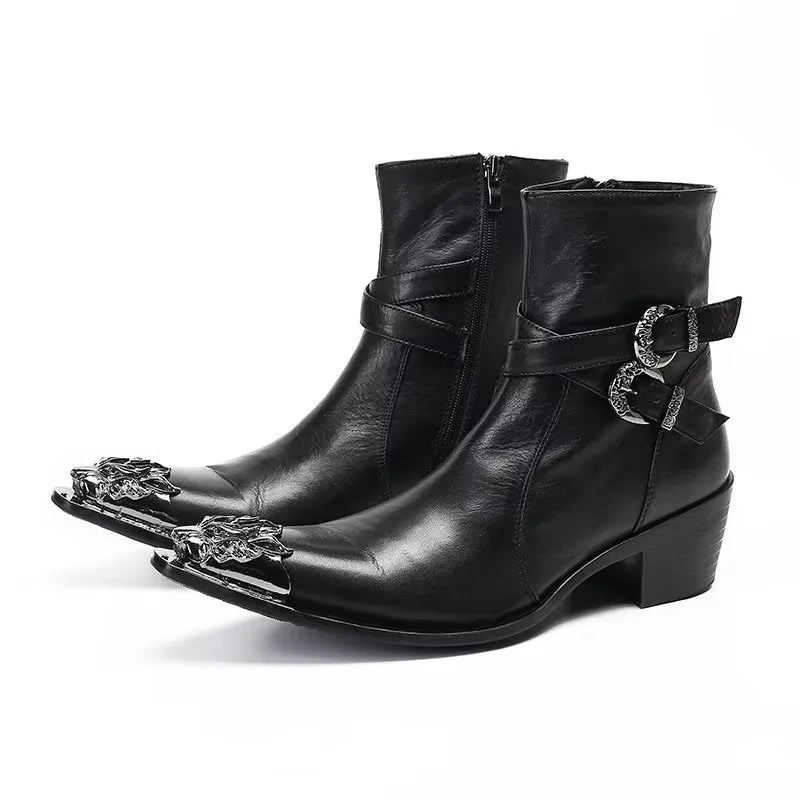 LuxeLeather Elegant Zipper Closure Dress Boots