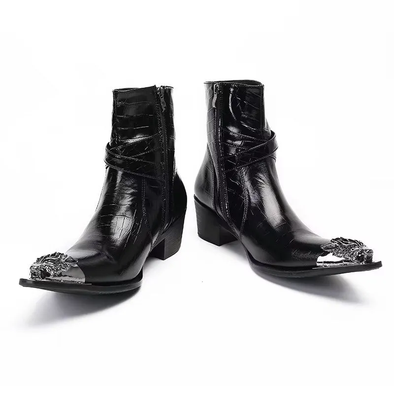 LuxeLeather Elegant Zipper Closure Dress Boots