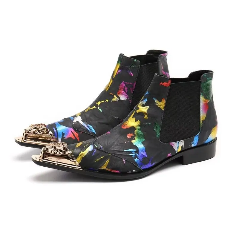 LuxLeather Exotic Texture Slip-on Chelsea Boots