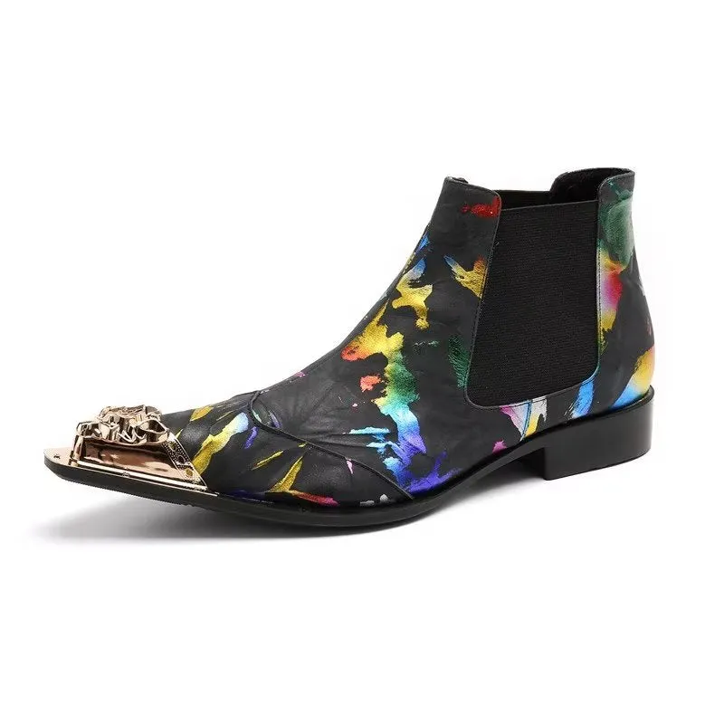 LuxLeather Exotic Texture Slip-on Chelsea Boots