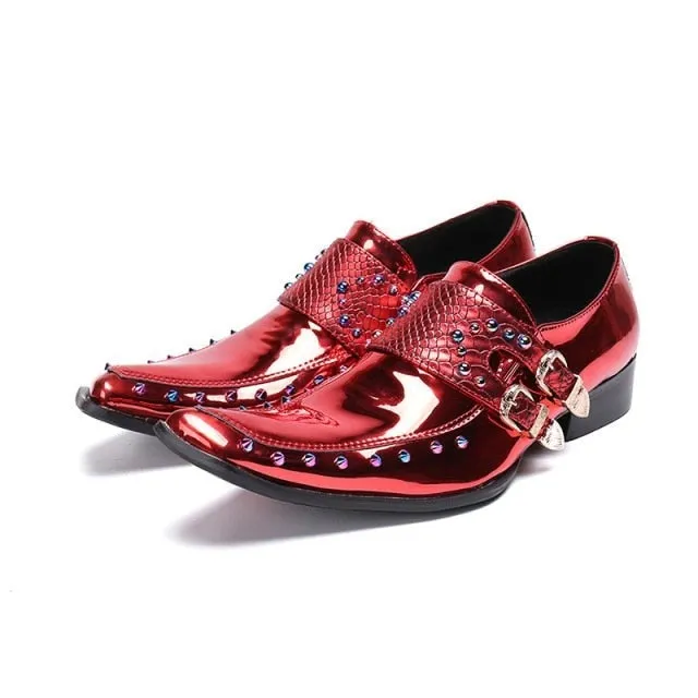 Luxury Exotic Pattern Square Toe Oxfords