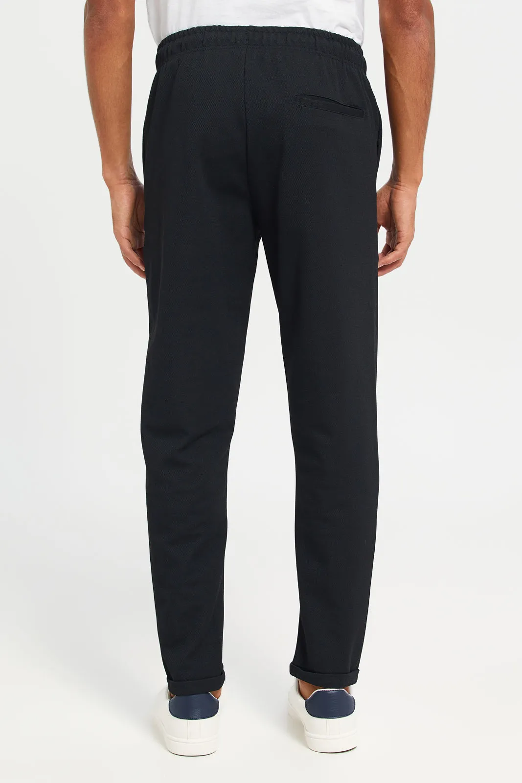 Men Black Pull-On Trouser