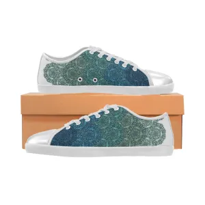 Men's Aqua Gradient Mandala Print Canvas Low Top Shoes