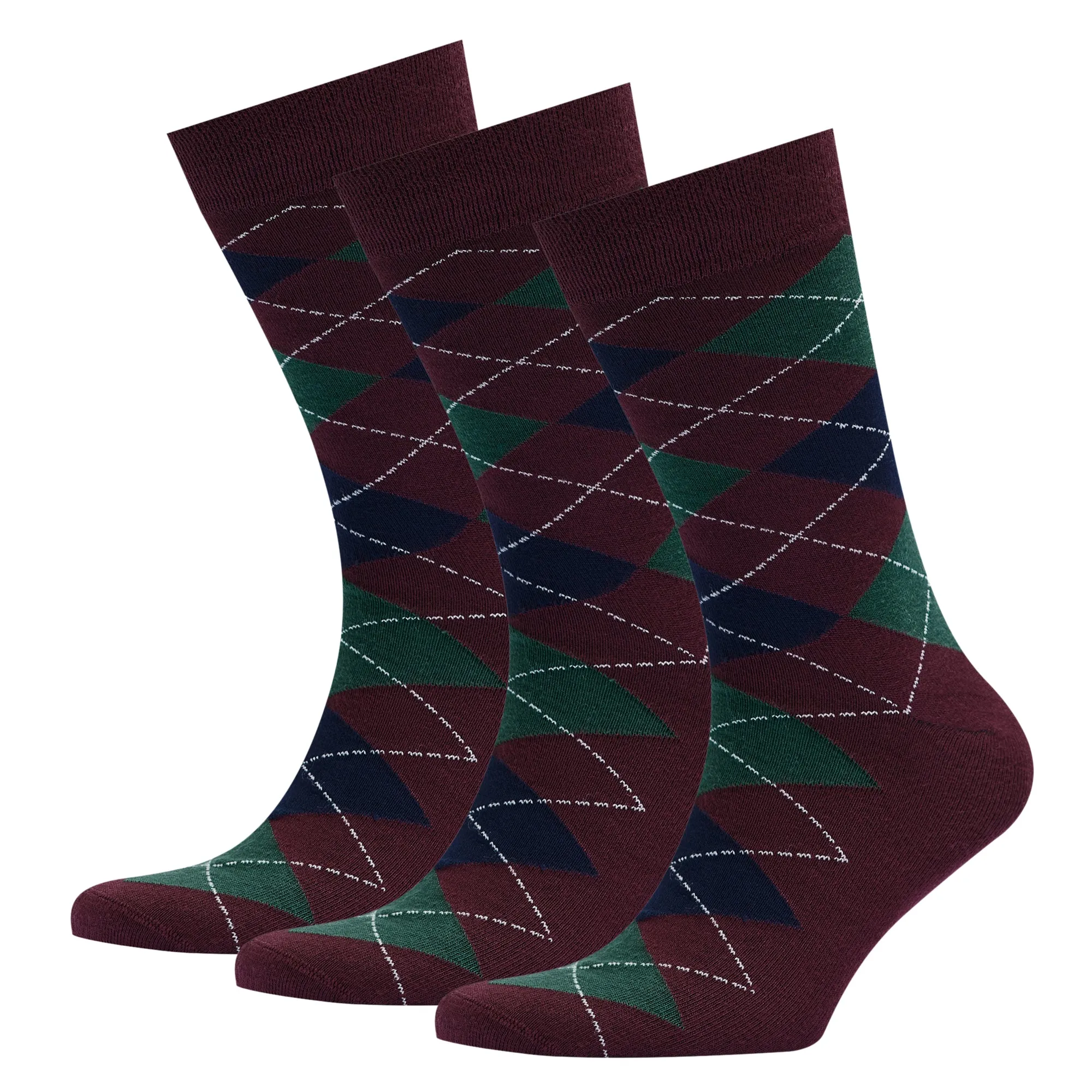 Men's Bamboo Dress Socks • Argyle Pack of 1/3/5 Pairs • Burgundy