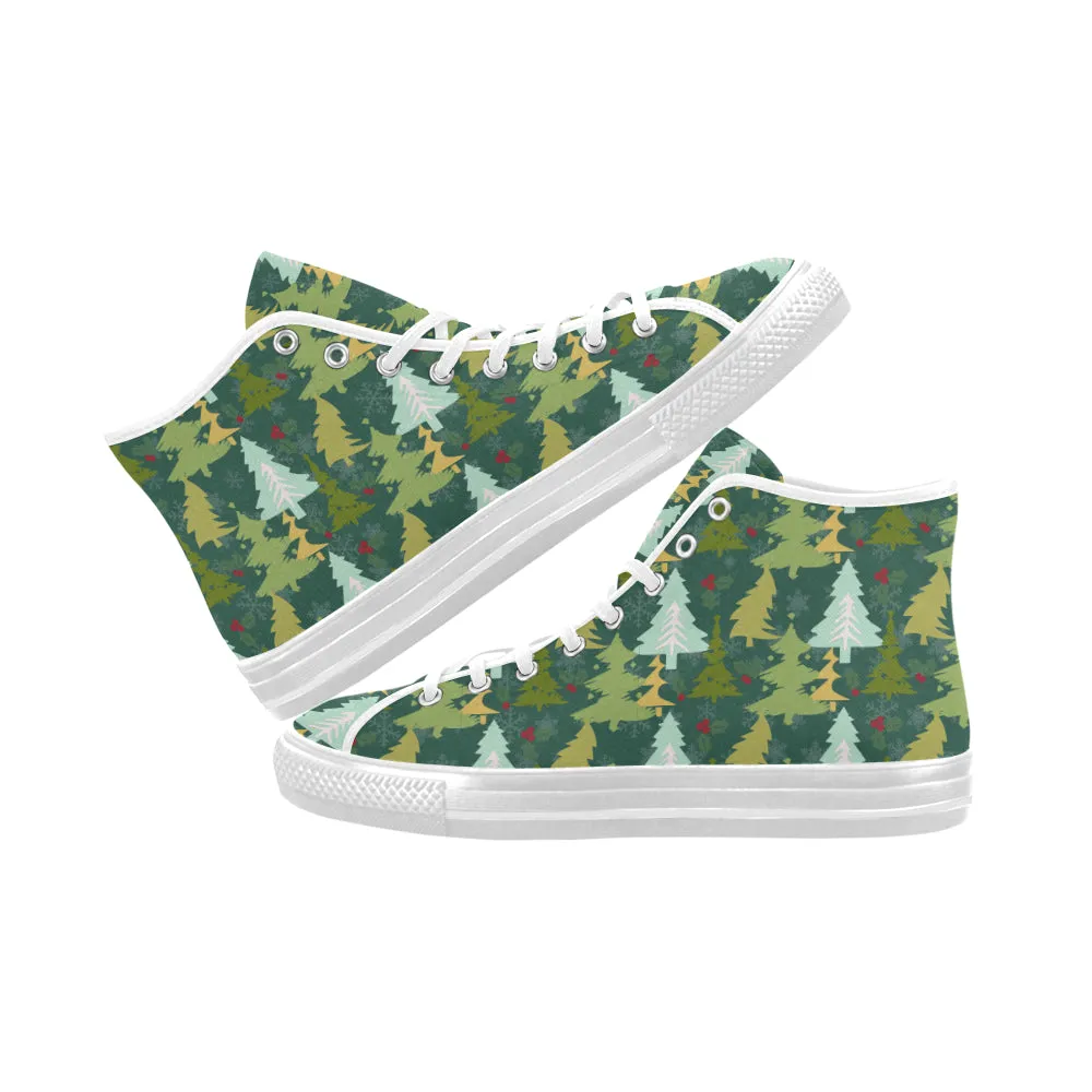 Men's Christmas Trees Print Big Size Canvas High Top Shoes