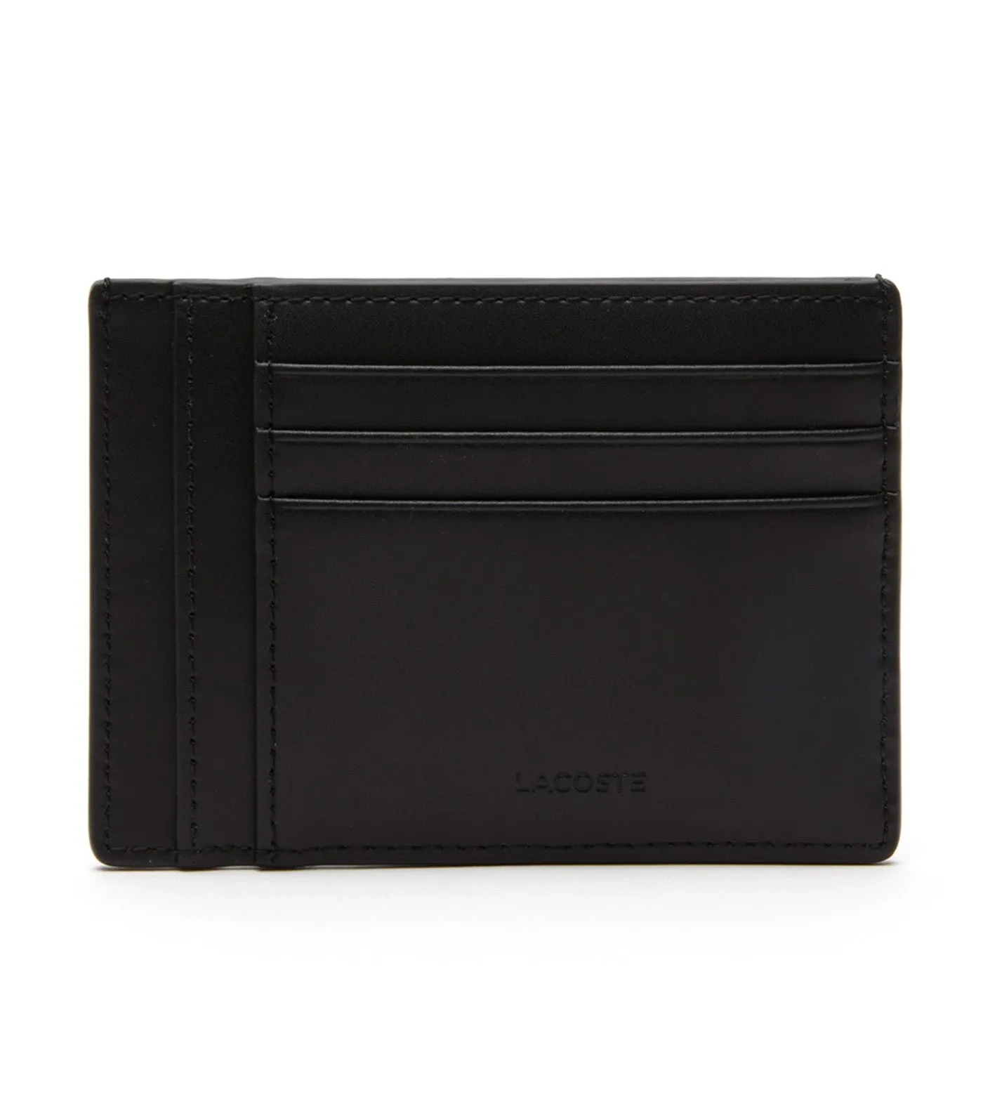 Men's Lacoste Chantaco Calfskin Leather Card Holder Noir