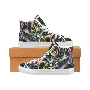 Men's Neon Paint Splatter Print Canvas High Top Shoes