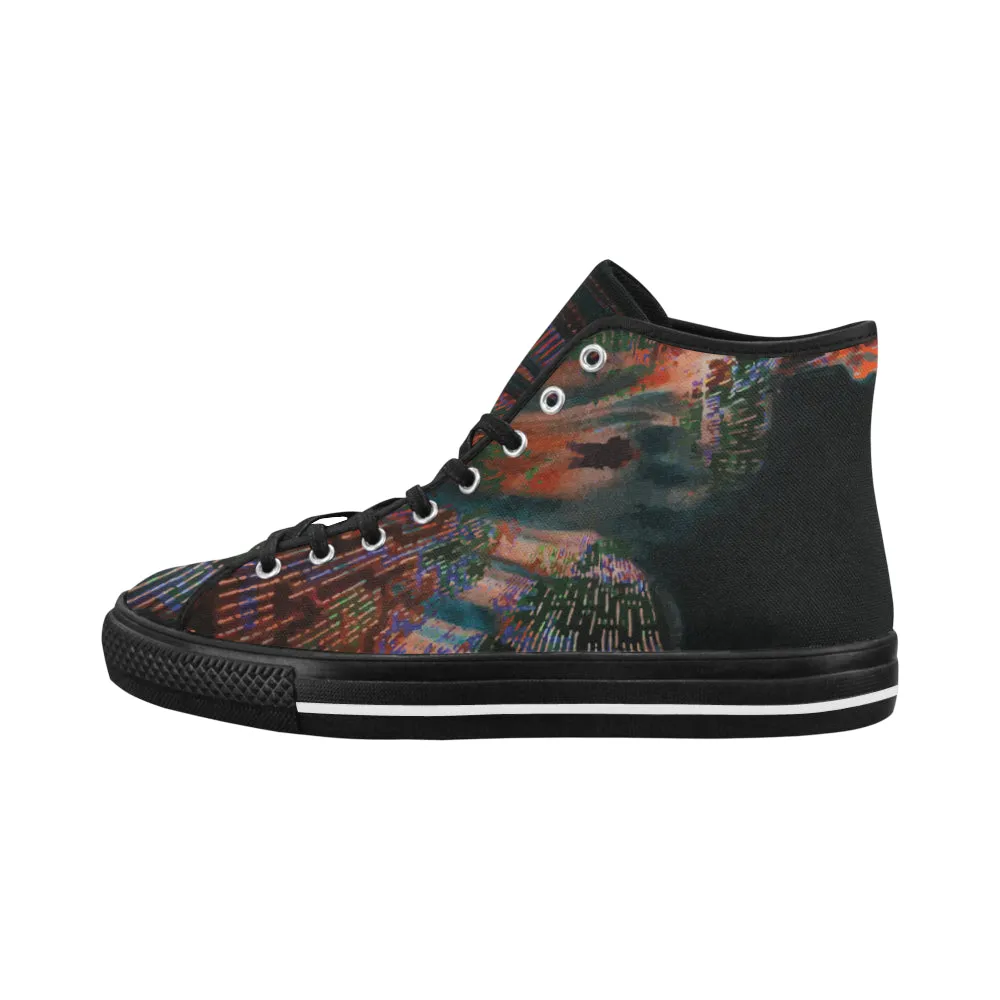 Men's Night Light Psychedelic Print Canvas High Top Shoes