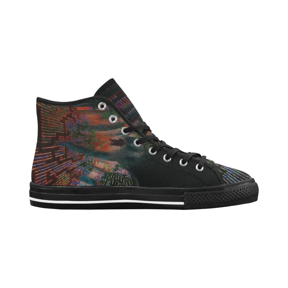 Men's Night Light Psychedelic Print Canvas High Top Shoes