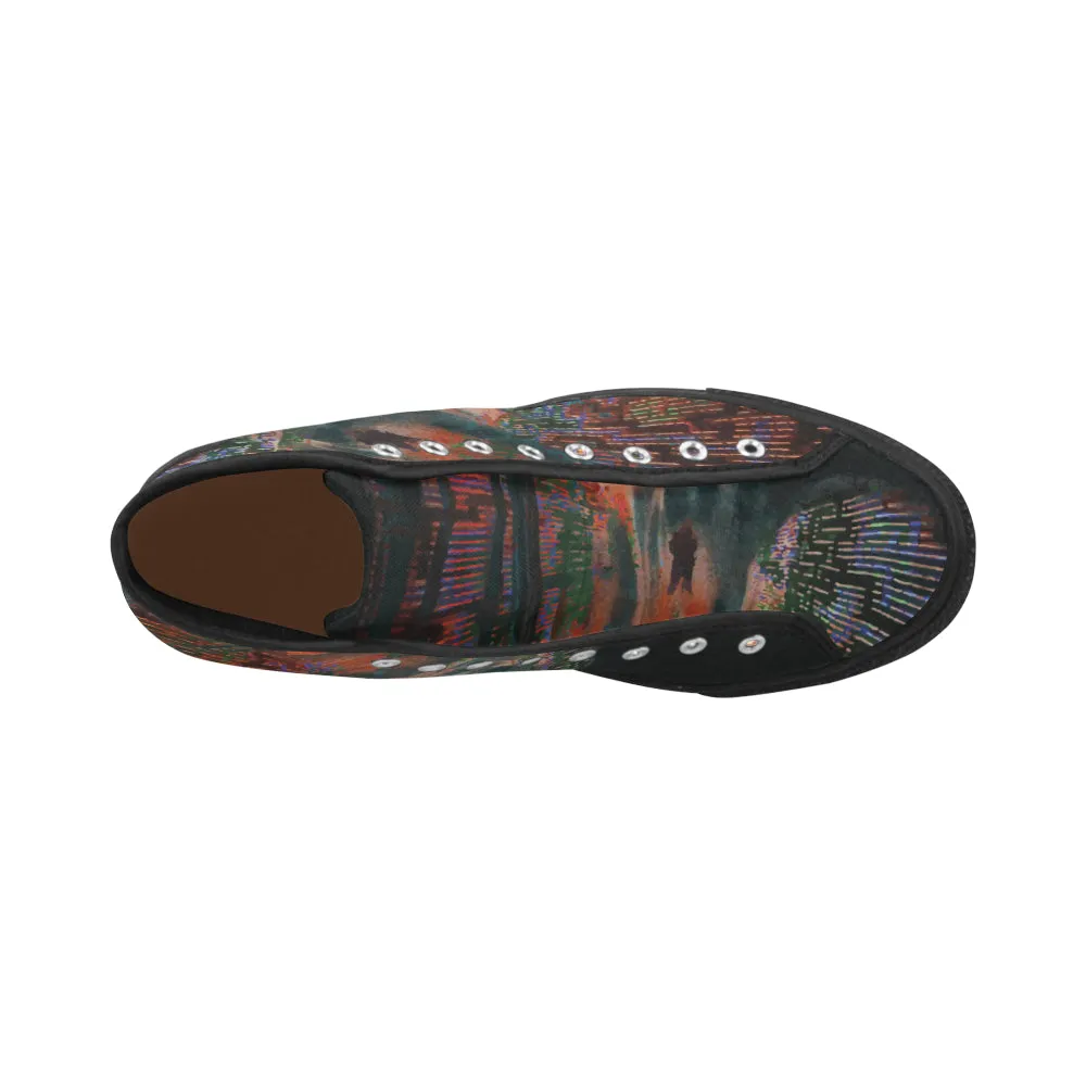 Men's Night Light Psychedelic Print Canvas High Top Shoes