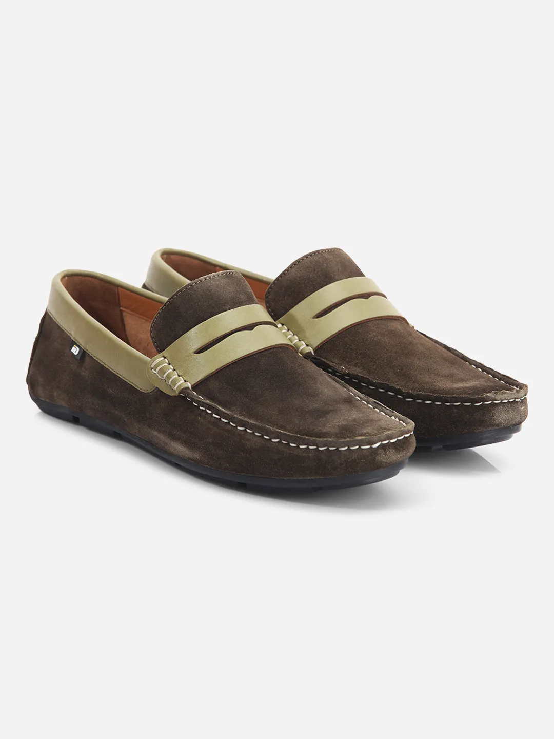 Men's Olive Moc Toe Casual Loafer (ID1142)