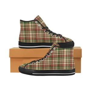 Men's Plaids Christmas Print Big Size Canvas High Top Shoes