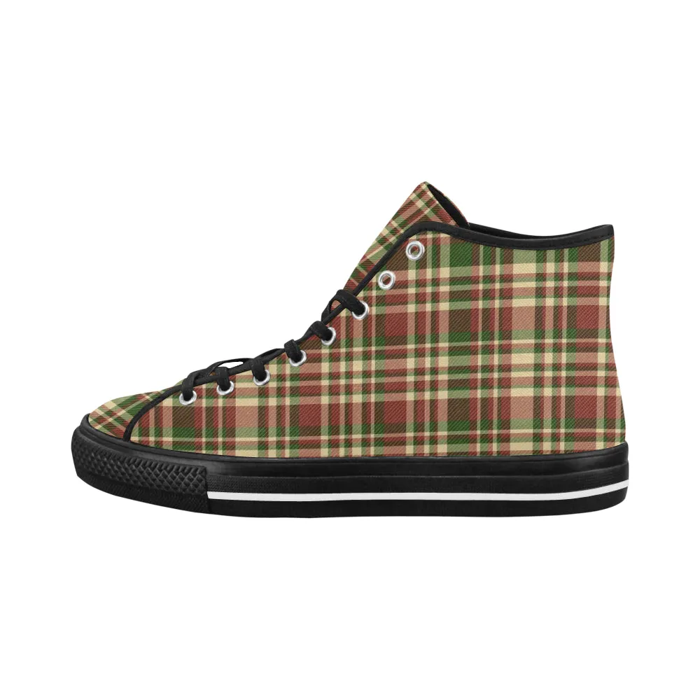 Men's Plaids Christmas Print Canvas High Top Shoes