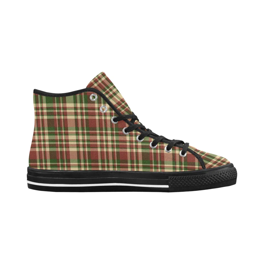 Men's Plaids Christmas Print Canvas High Top Shoes