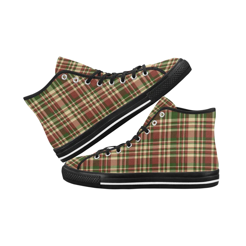 Men's Plaids Christmas Print Canvas High Top Shoes