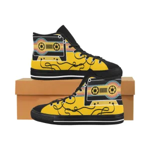 Men's Retro Cassette Pop Art Print Canvas High Top Shoes