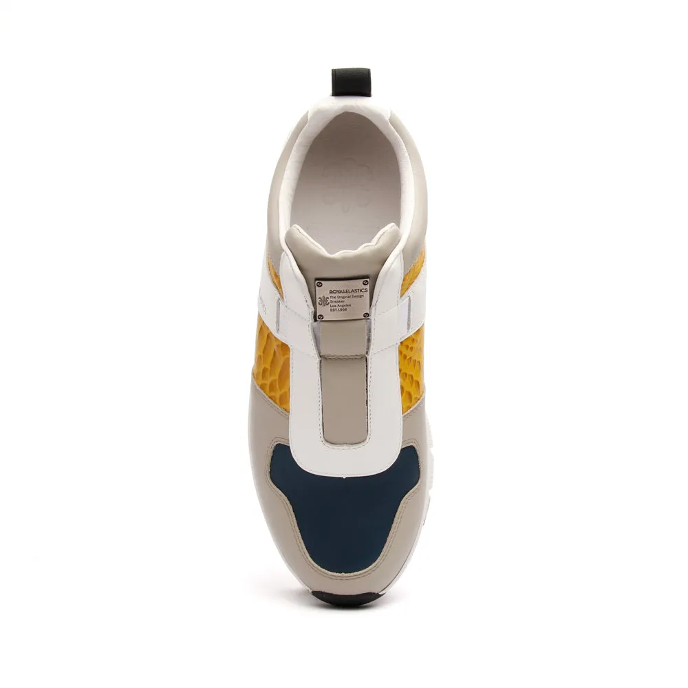 Men's Rider Gray Yellow Leather Sneakers 01183-380