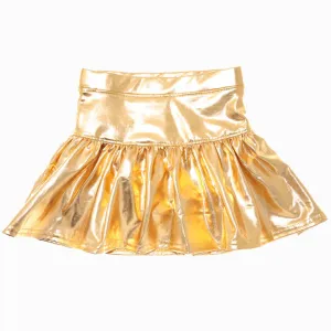 Metallic Gathered Skort Gold