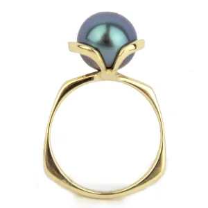 Midnight Blue Tahitian Pearl Petal Ring