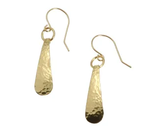 Mini Hammered Tear Drop Nu Gold Brass Earrings