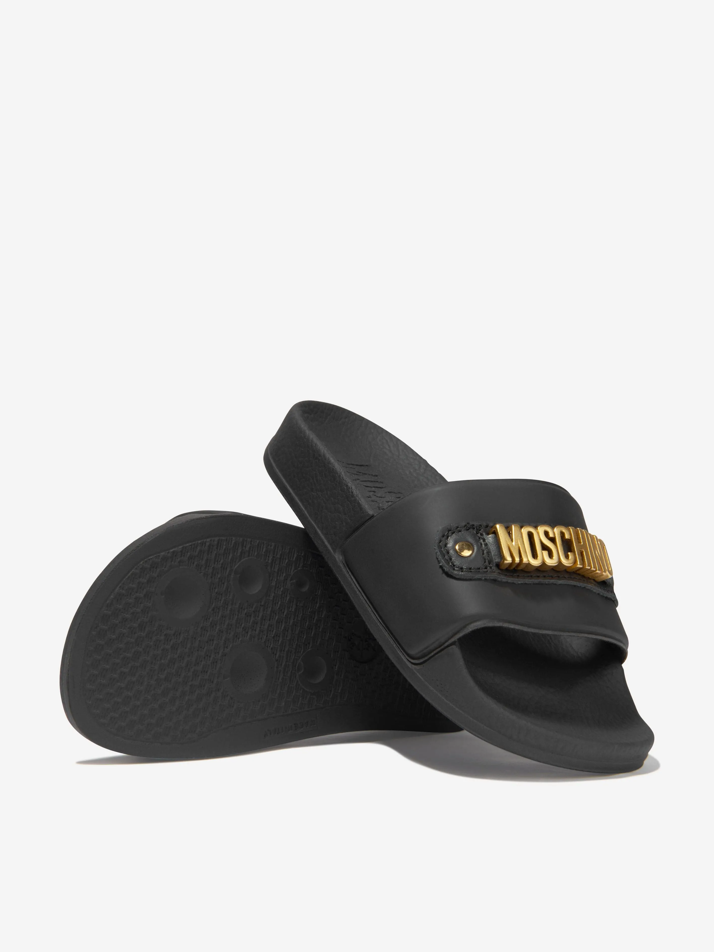 Moschino Unisex PVC Slides With Metal Logo