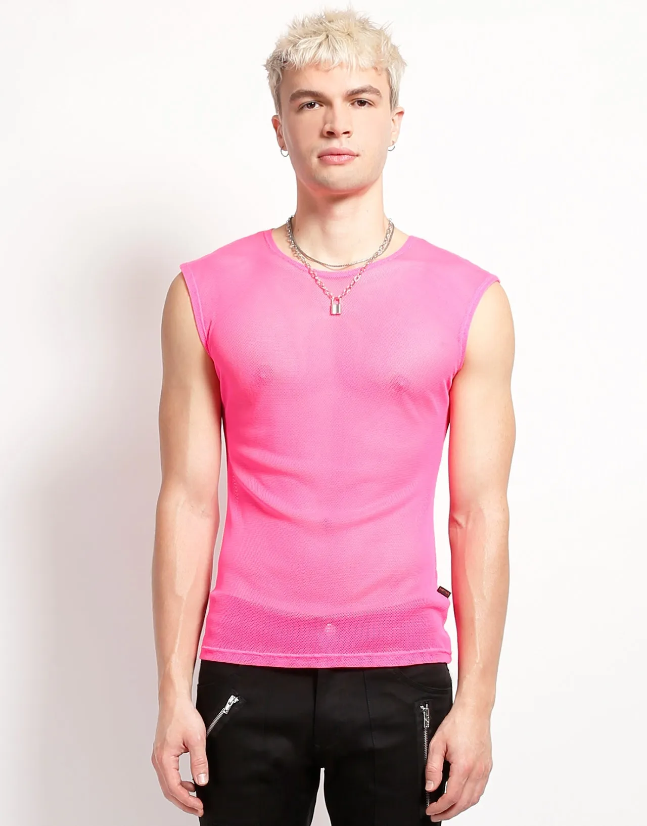 MUSCLE TANK FISHNET PINK